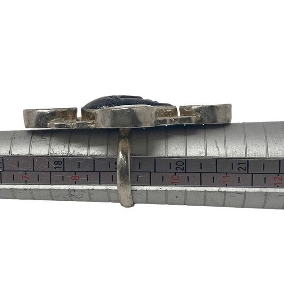 Alexis Bittar Sz 9 Lapis Lazuli Statement Ring 9.25 Y2K Art Nouveau Shiva Shells - Picture 6 of 10